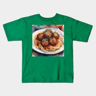 National Spaghetti Day - January 4 - Watercolor Kids T-Shirt